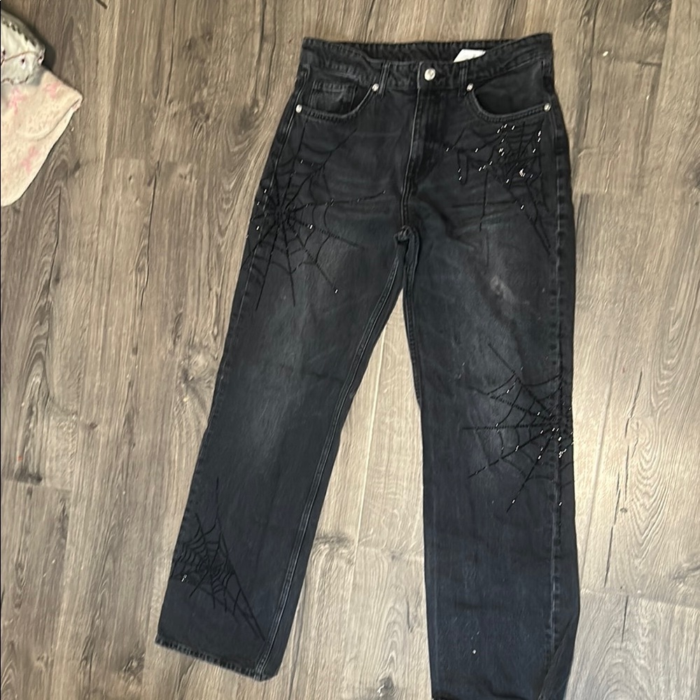 Zara Black Spider web Jeans